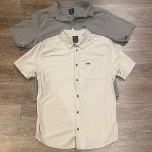 RVCA Gray and Cream Casual Button Down Shirts